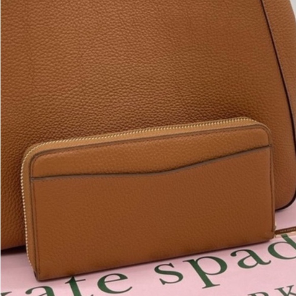 kate spade tan leather zip-around wallet - Picture 2 of 8
